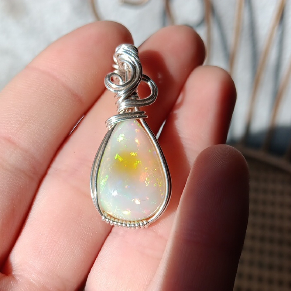 Elegant Silver Opal Pendant